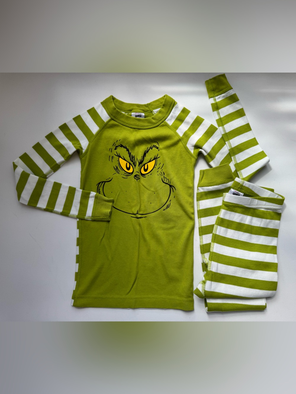 Hanna Andersson Grinch Pajama Set Kids Size 8 130cm Green Striped Christmas PJs